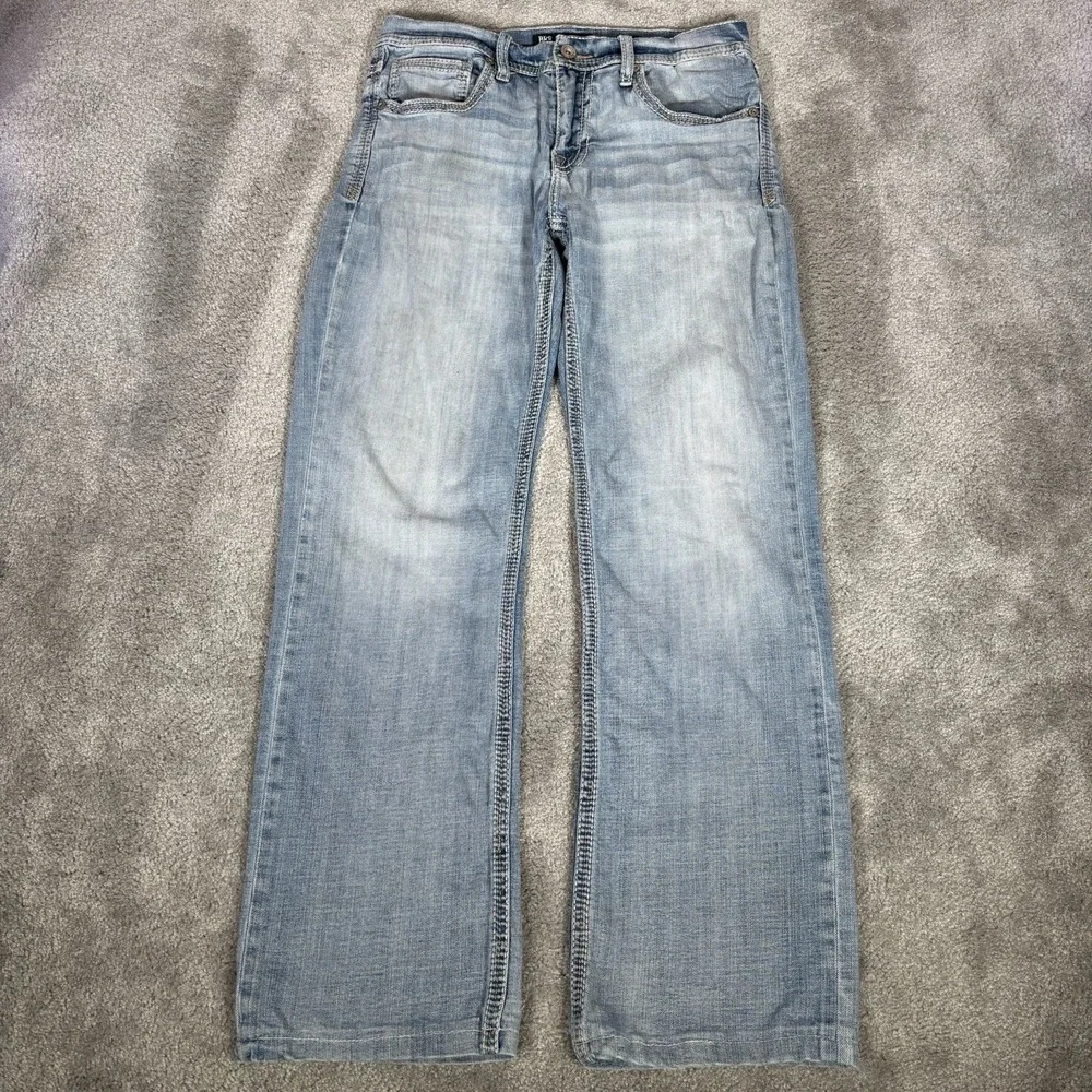 BKE Jake Jeans Mens 32x32 (Tag 32x34) Light Blue Denim Straight Leg Custom Hems